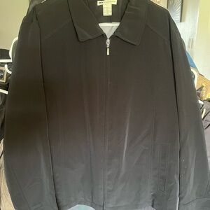 Men's Black Windbreaker Jacket with Zip Front